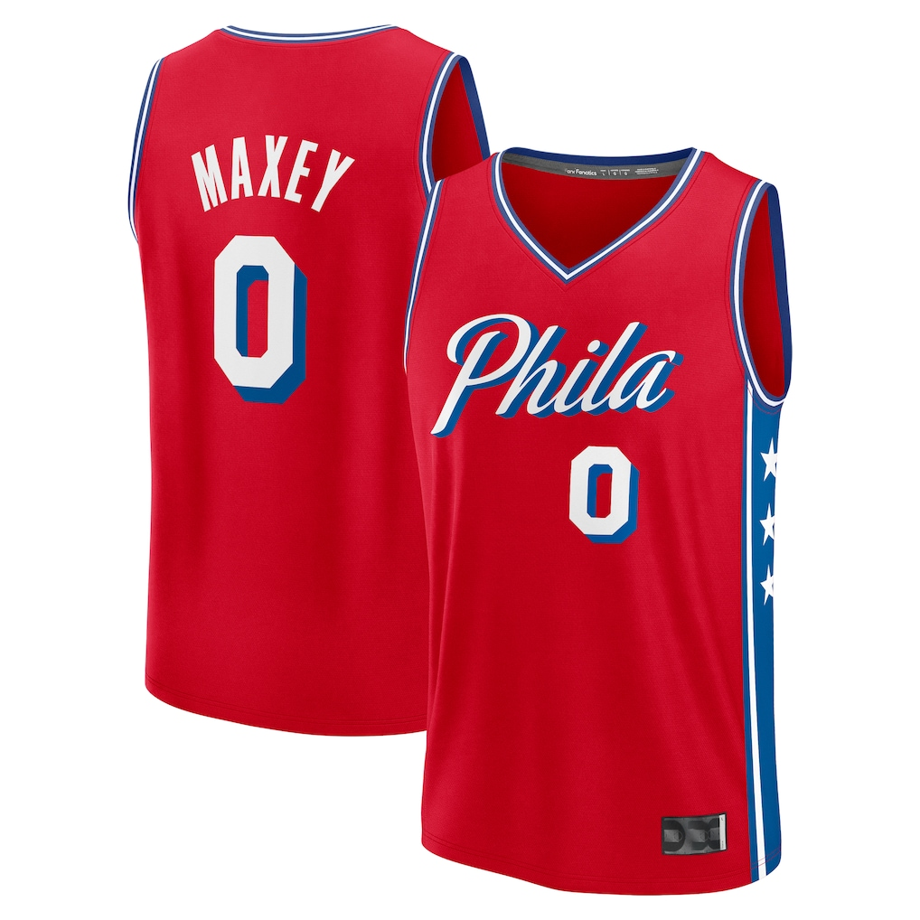 MATTH P.76ers #0 Tyrese Maxey Jordan Brand Red Swingman Jerseys - Statement Edition