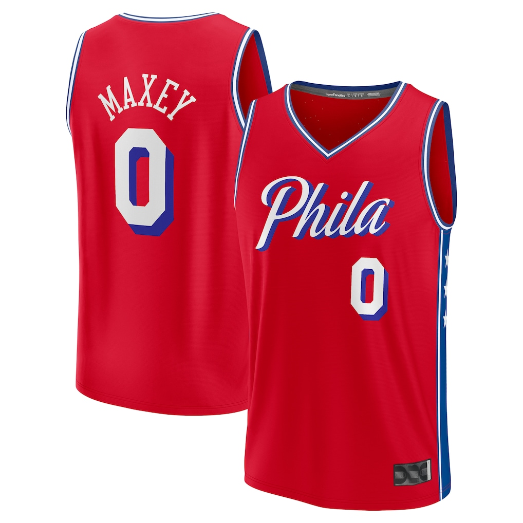 MATTH P.76ers #0 Tyrese Maxey Red Fast Break Replica Player Jerseys - Statement Edition