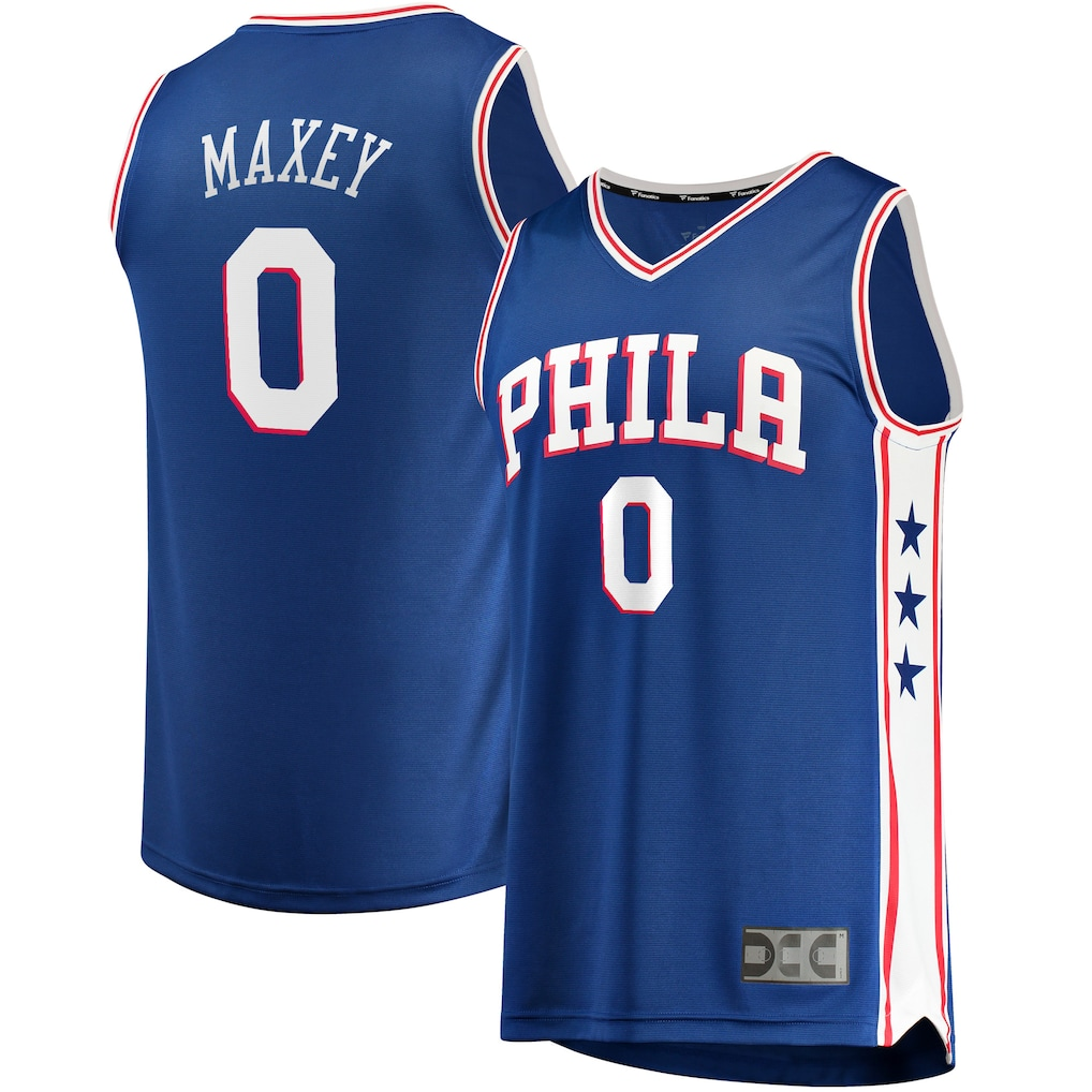 MATTH P.76ers #0 Tyrese Maxey  Royal Fast Break Replica Jerseys - Icon Edition