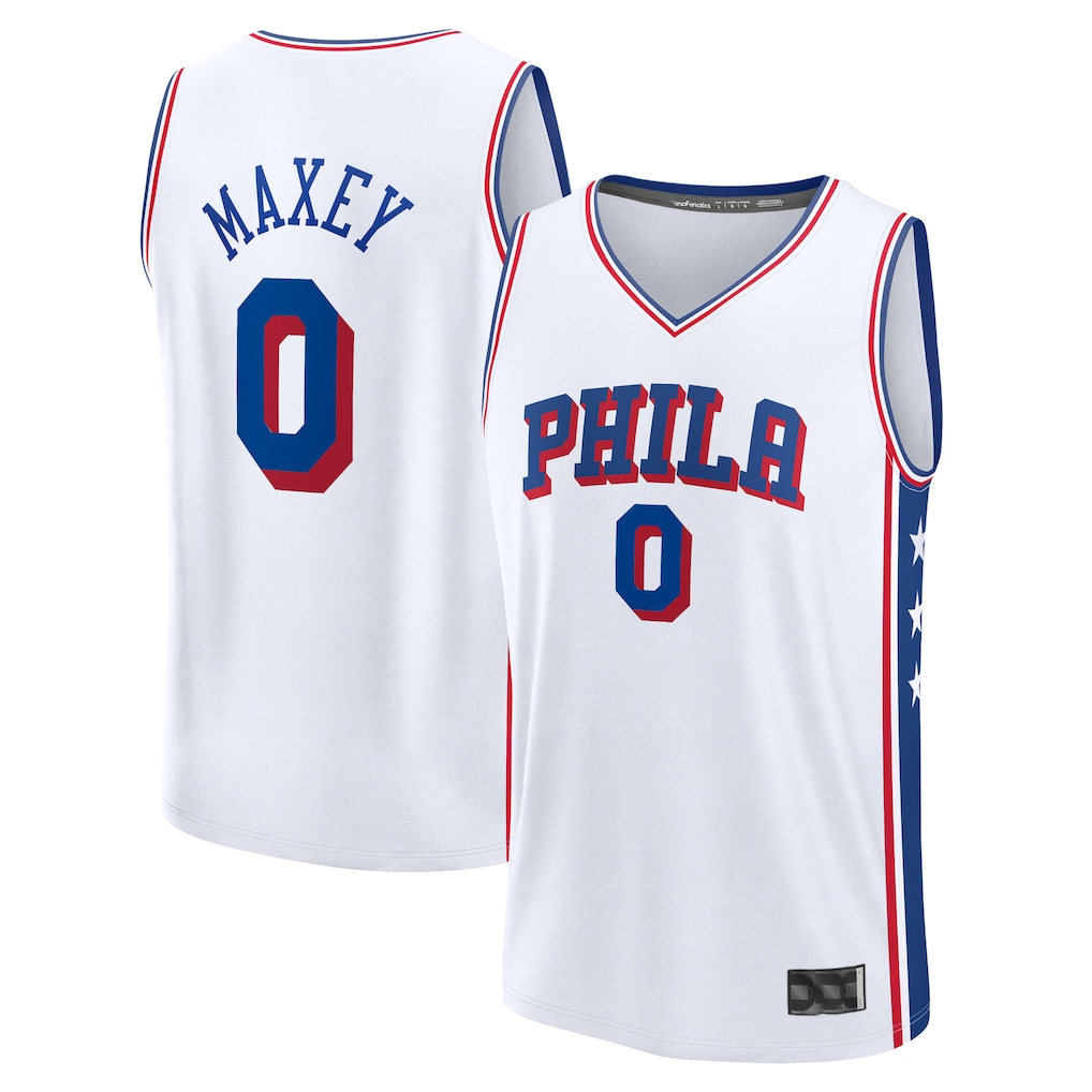 MATTH P.76ers #0 Tyrese Maxey White Fast Break Replica Player Jerseys - Association Edition