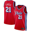 MATTH P.76ers #21 Joel Embiid Jordan Brand Red Swingman Jerseys - Statement Edition
