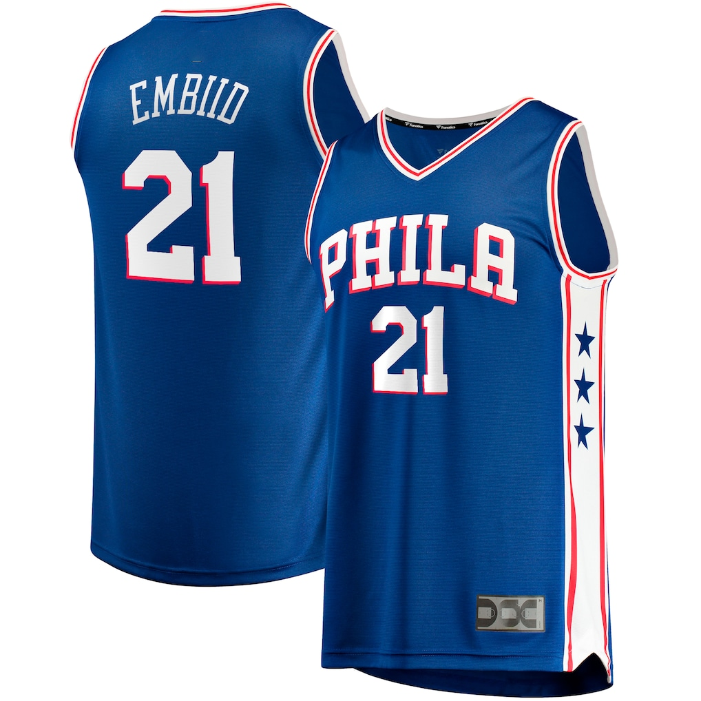 MATTH P.76ers #21 Joel Embiid  Royal Big & Tall Fast Break Player Jerseys - Icon Edition