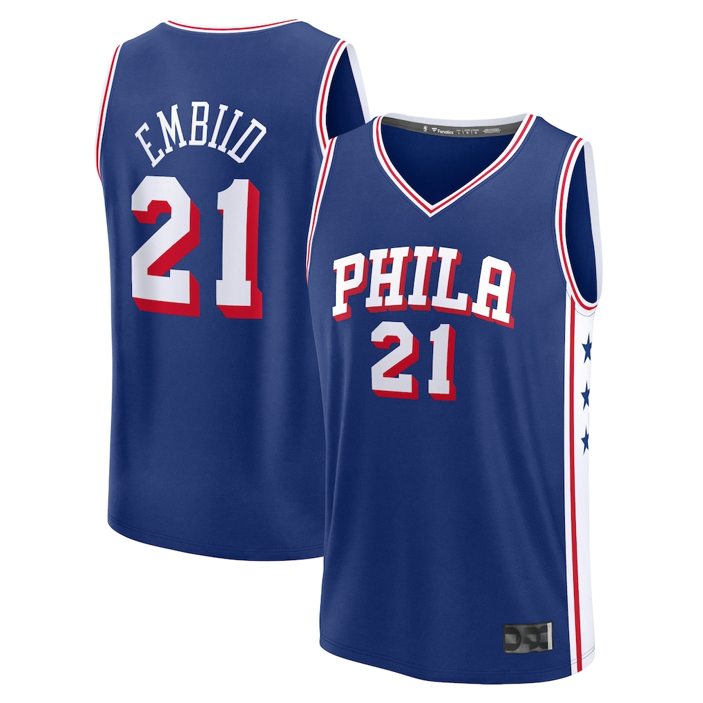 MATTH P.76ers #21 Joel Embiid  Royal Fast Break Replica Jerseys - Icon Edition