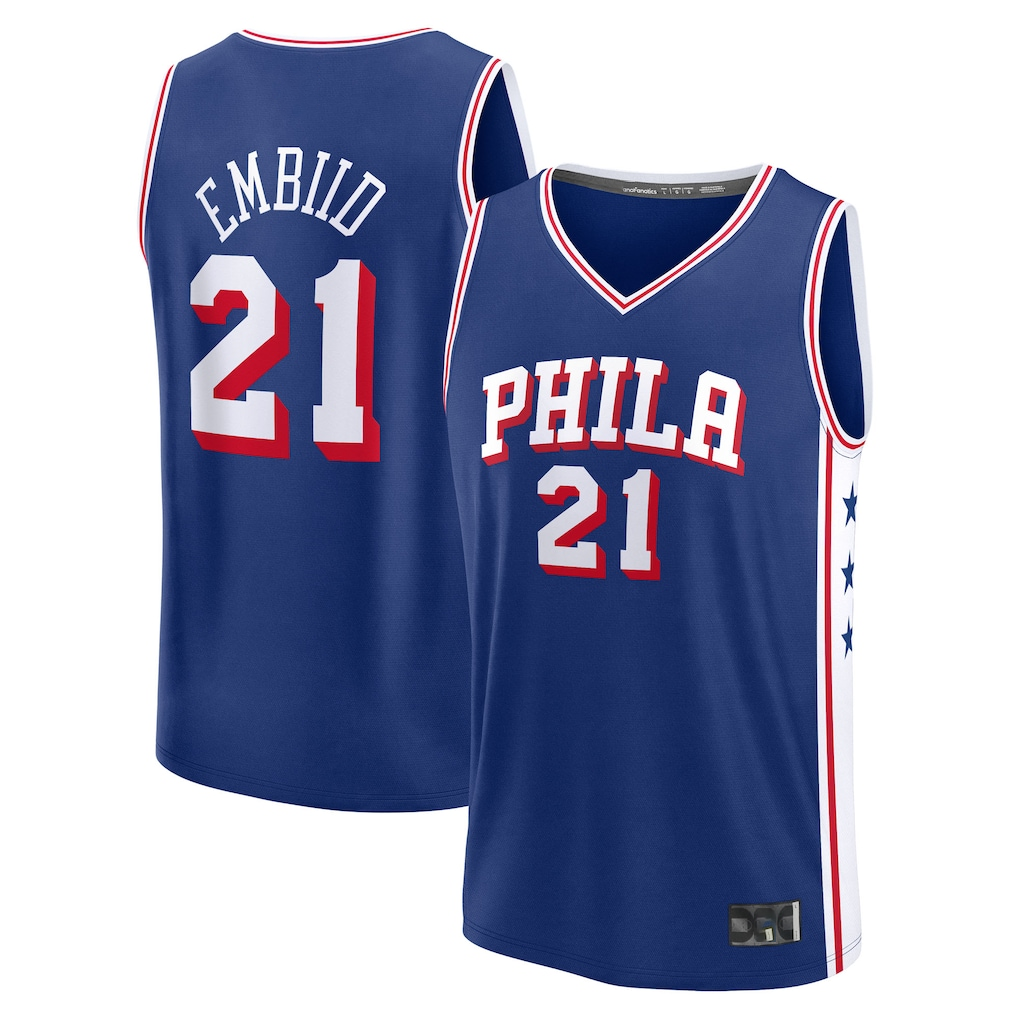 MATTH P.76ers #21 Joel Embiid  Royal Fast Break Replica Player Jerseys - Icon Edition