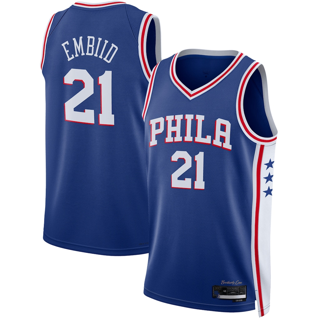 MATTH P.76ers #21 Joel Embiid Royal Swingman Jerseys - Icon Edition