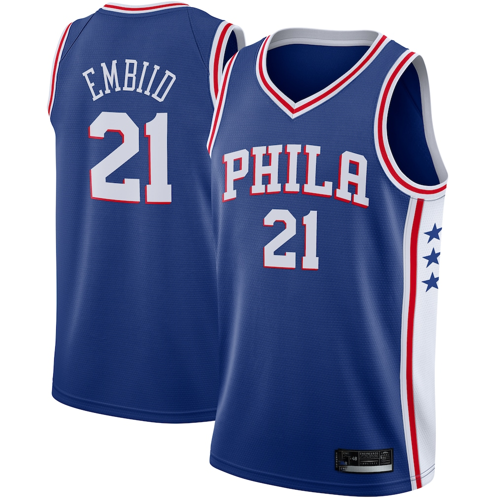 MATTH P.76ers #21 Joel Embiid Royal Swingman Jerseys - Icon Edition