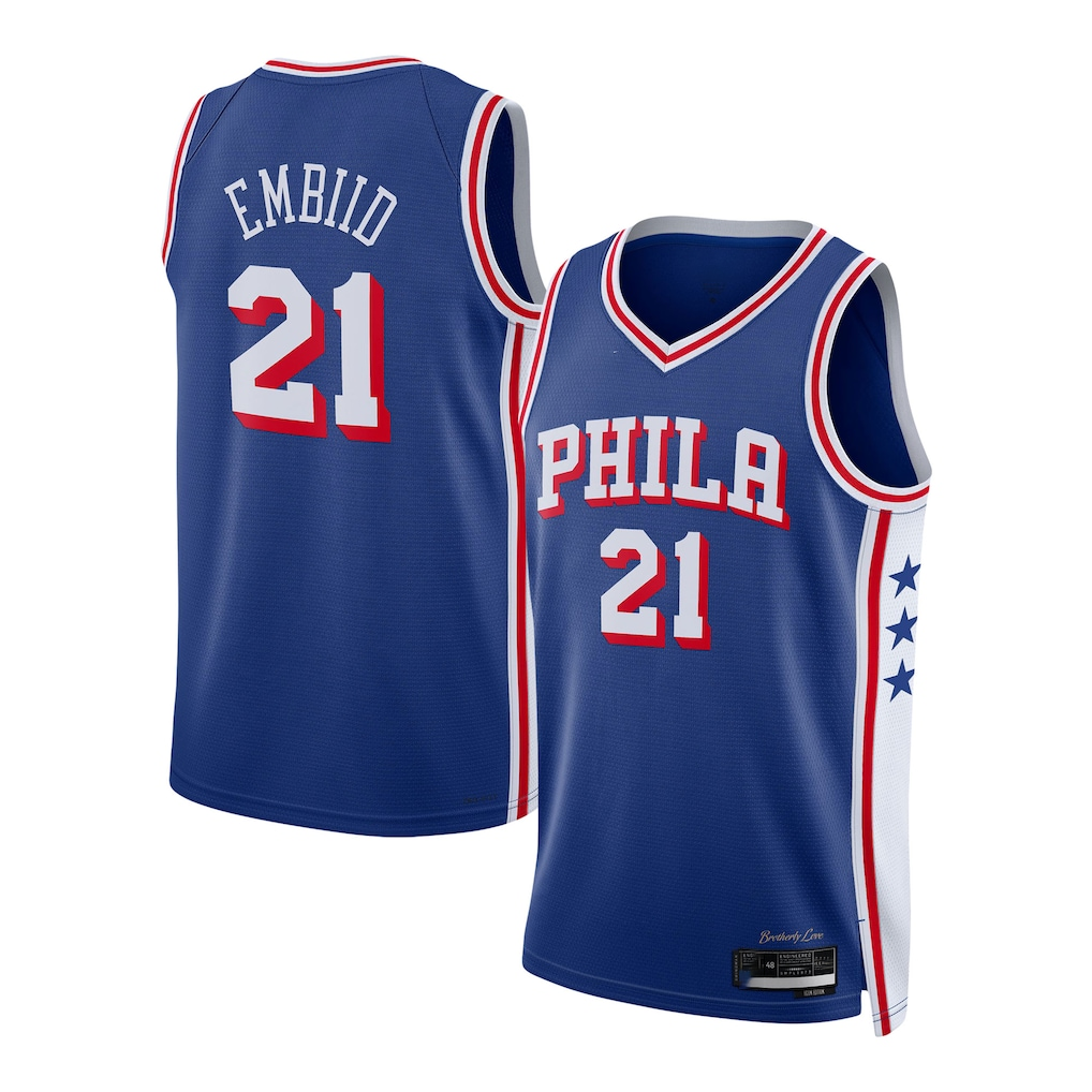 MATTH P.76ers #21 Joel Embiid Royal Swingman Jerseys - Icon Edition