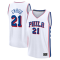 MATTH P.76ers #21 Joel Embiid White Fast Break Replica Player Jerseys - Association Edition