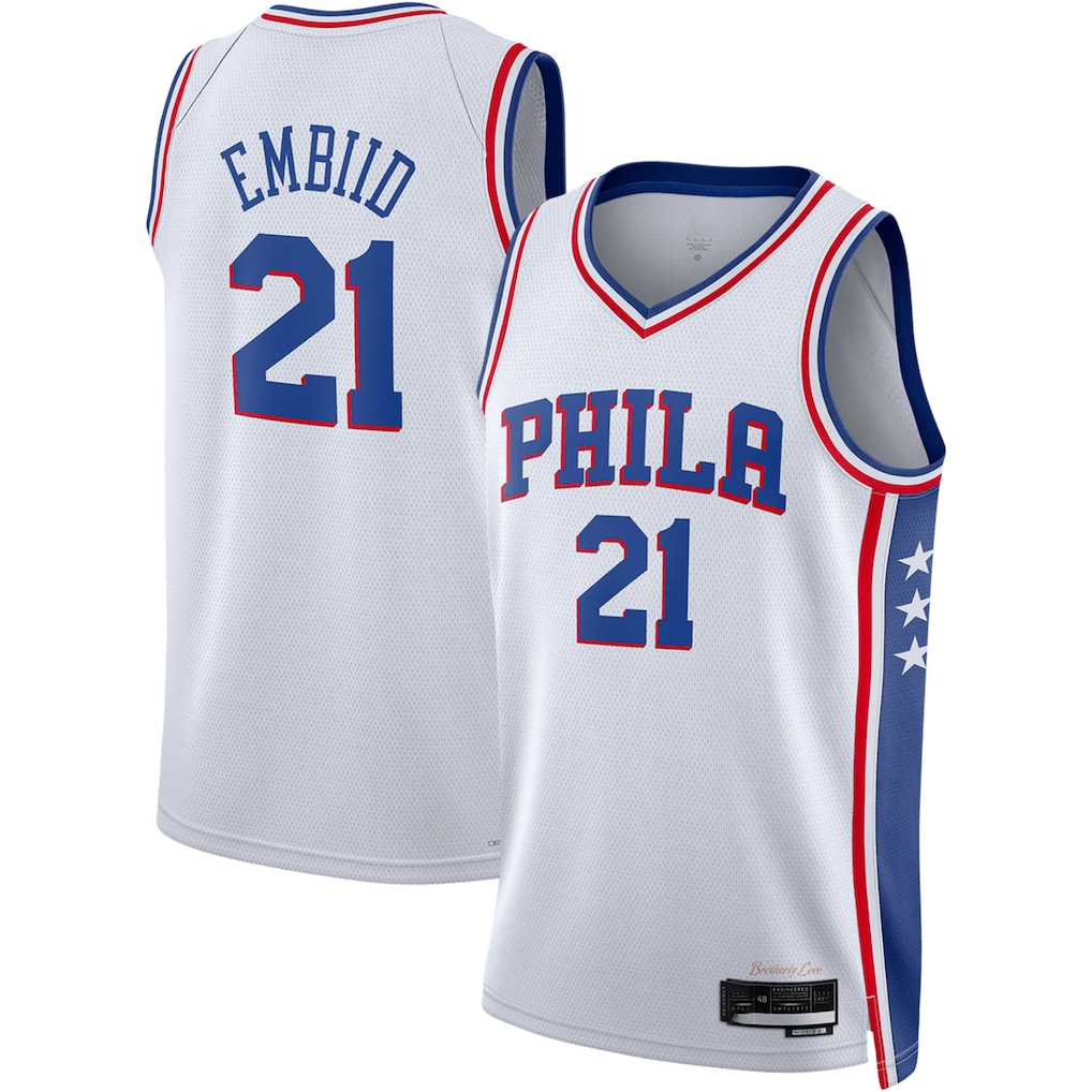 MATTH P.76ers #21 Joel Embiid White Swingman Jerseys - Association Edition
