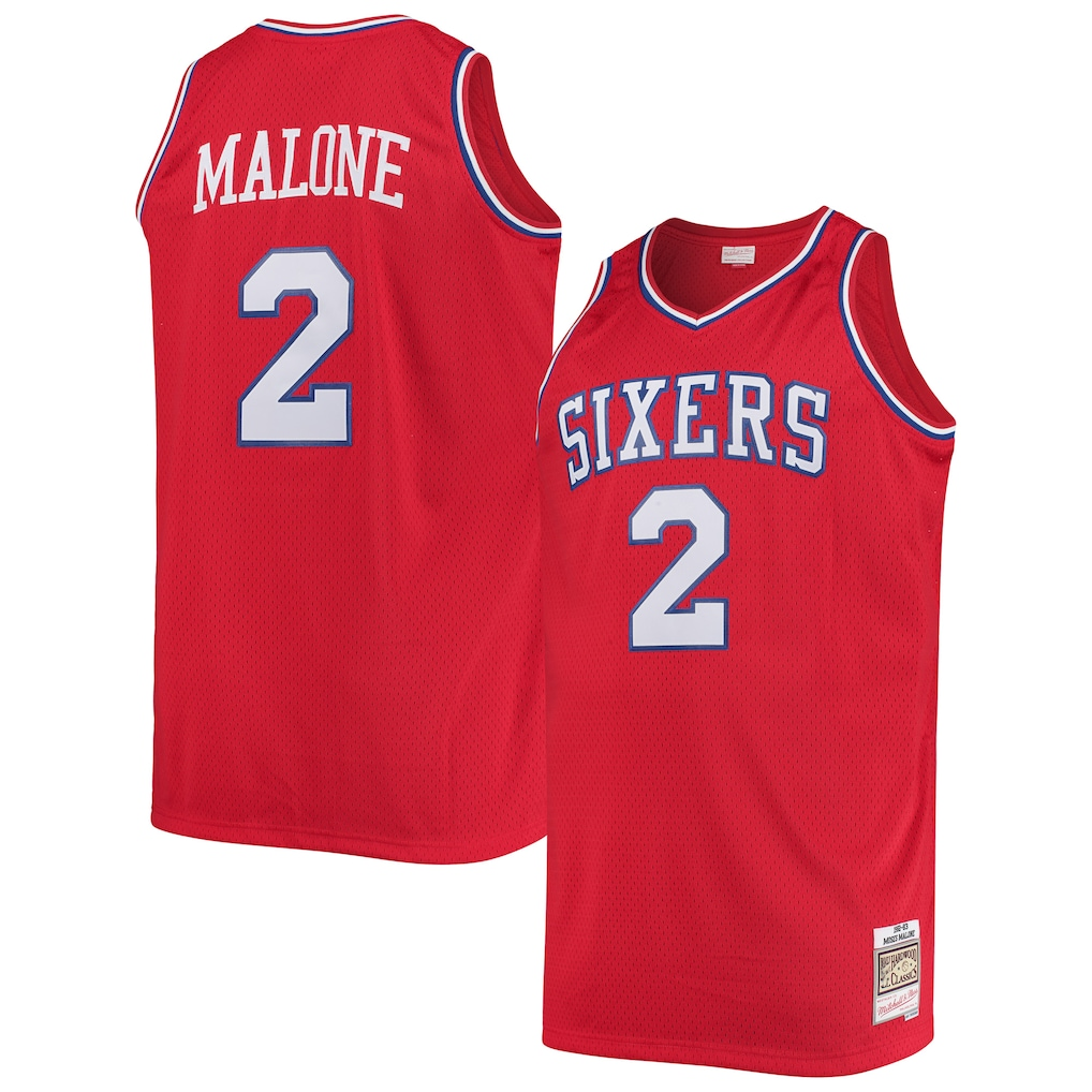 MATTH P.76ers #2 Moses Malone Mitchell & Ness Red 1982-83 Big & Tall Hardwood Classics Swingman Jerseys