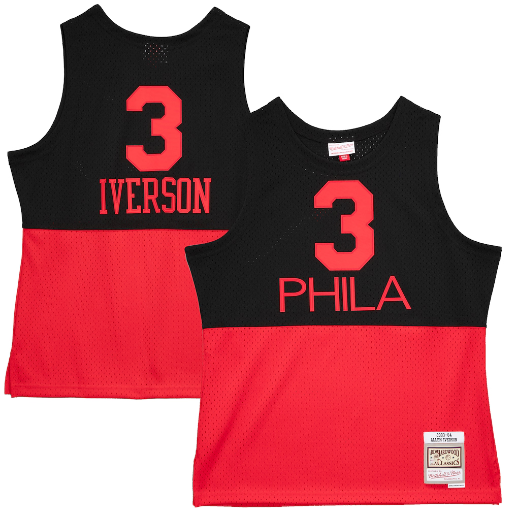 MATTH P.76ers #3 Allen Iverson Mitchell & Ness Black 2003-04 Hardwood Classics Reload 2.0 Swingman Jerseys