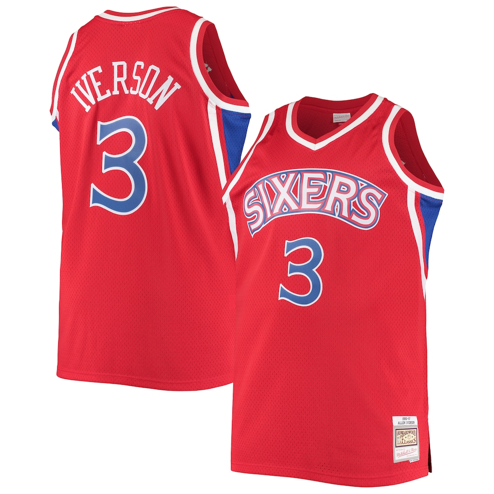 MATTH P.76ers #3 Allen Iverson Mitchell & Ness Red 1996-97 Big & Tall Hardwood Classics Swingman Jerseys