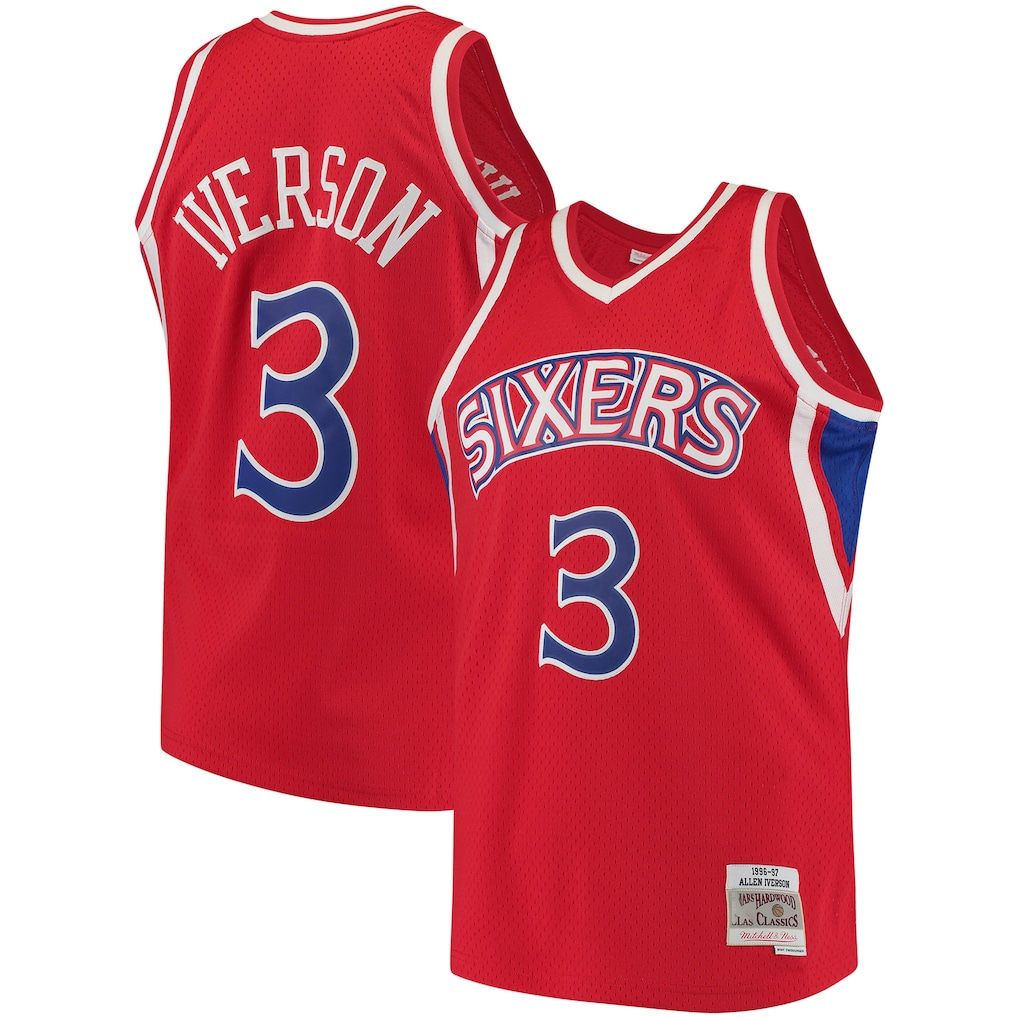 MATTH P.76ers #3 Allen Iverson Mitchell & Ness Red 1996-97 Hardwood Classics Swingman Jerseys