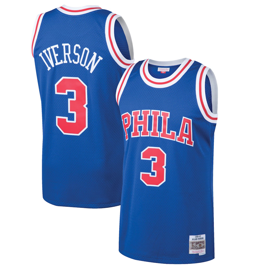 MATTH P.76ers #3 Allen Iverson Mitchell & Ness Royal 199697 Hardwood Classics Swingman Jerseys