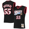 MATTH P.76ers #55 Dikembe Mutombo Mitchell & Ness Black Hardwood Classics Swingman Jerseys