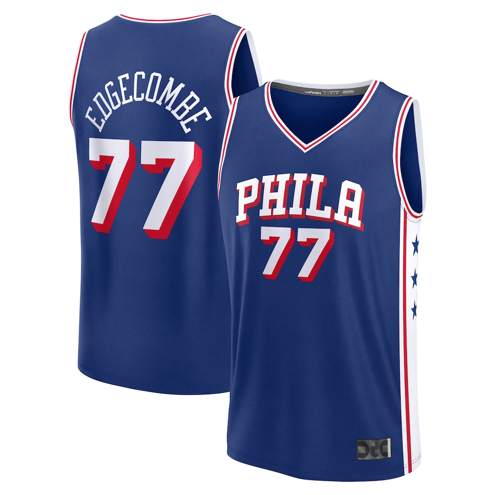 MATTH P.76ers #77 V. J. Edgecombe Royal 2025 Draft First Round Pick Fast Break Replica Jerseys - Icon Edition