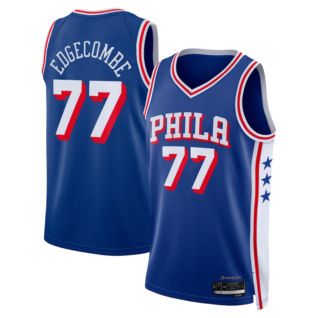 MATTH P.76ers #77 V. J. Edgecombe Royal 2025 Draft First Round Pick Swingman Jerseys - Icon Edition
