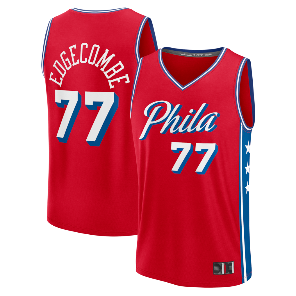 MATTH P.76ers #77 VJ Edgecombe Red Fast Break Replica Player Jerseys - Statement Edition