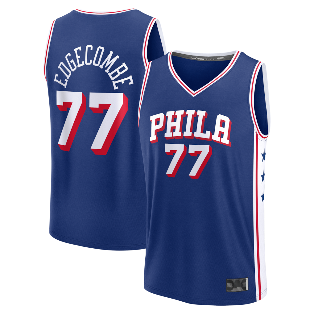 MATTH P.76ers #77 VJ Edgecombe  Royal Fast Break Jerseys - Icon Edition