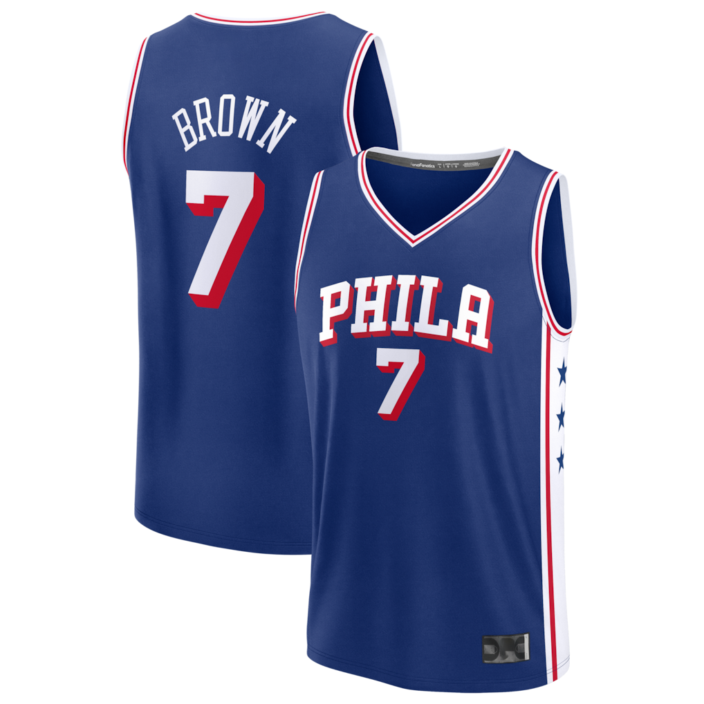MATTH P.76ers #7 Jaylen Brown Fanatics Royal Fast Break JerseyS - Icon Edition