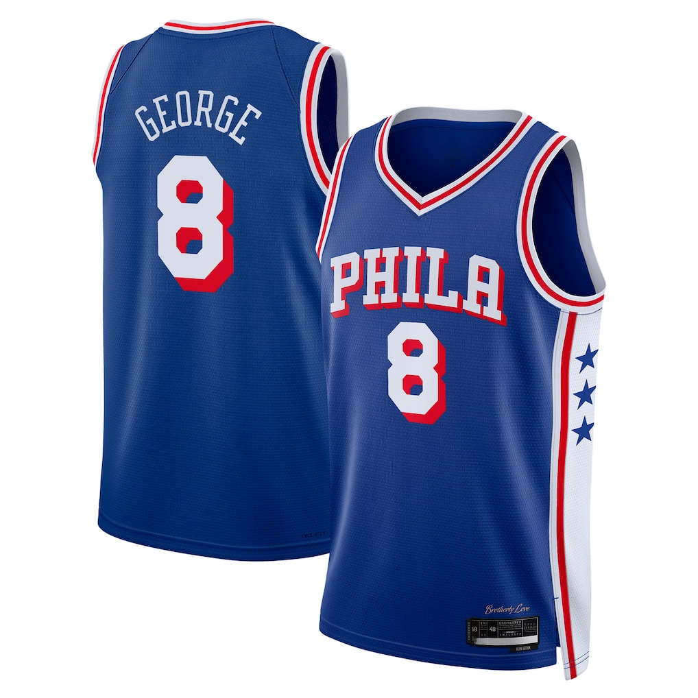 MATTH P.76ers #8 Paul George Royal 2024 Offseason Addition Swingman Jerseys