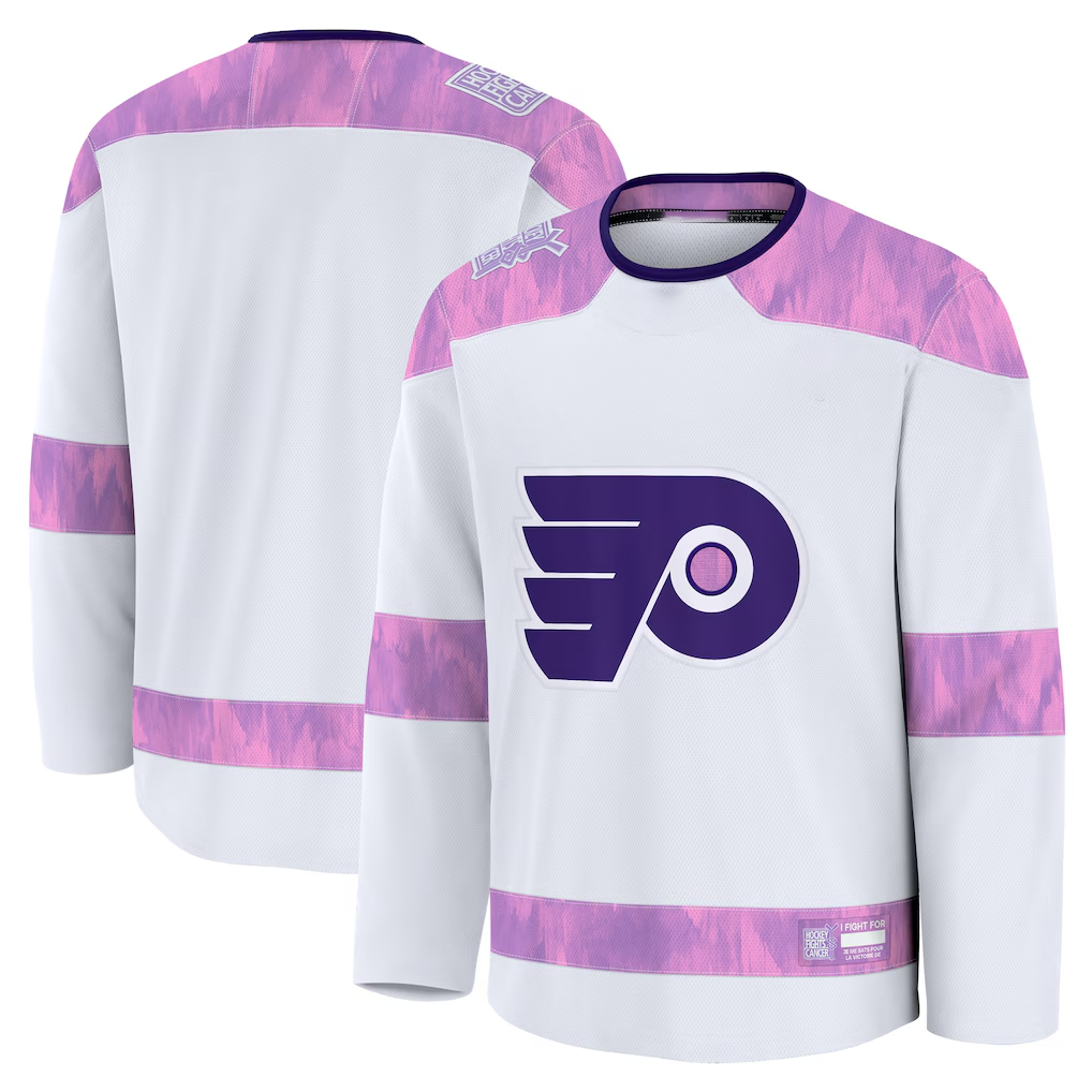 MATTH P.Flyers White 2024 Hockey Fights Cancer Practice Jerseys