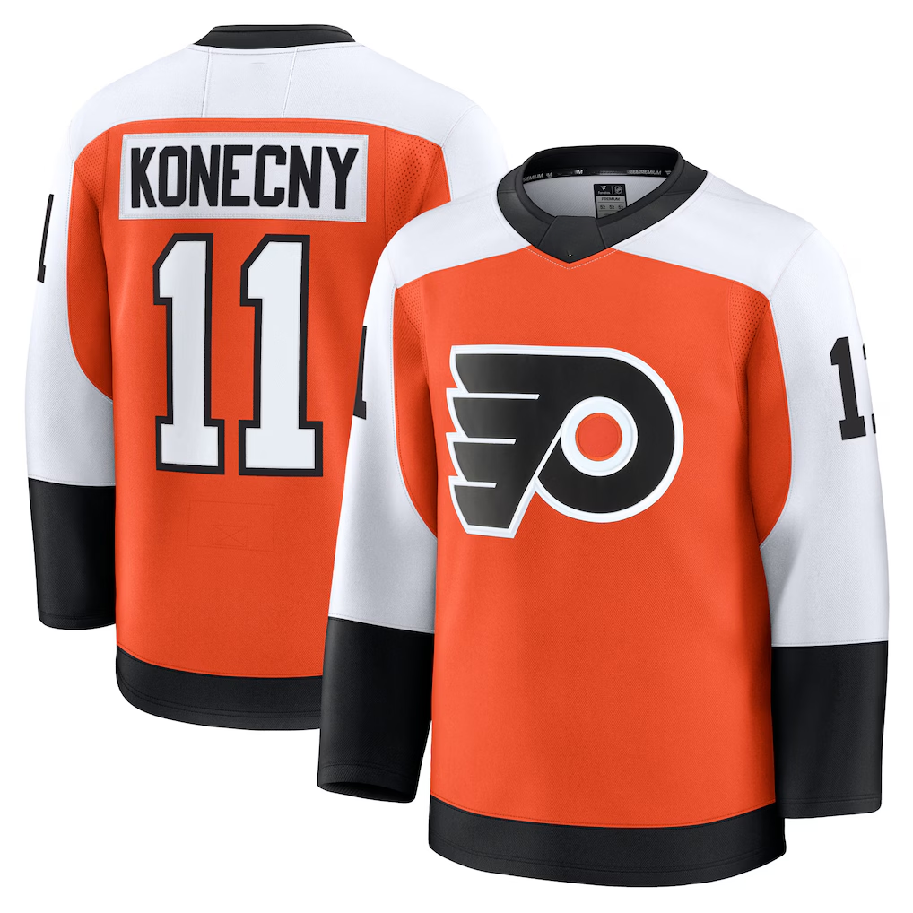 MATTH P.Flyers #11 Travis Konecny Burnt Orange Home Premium Jerseys