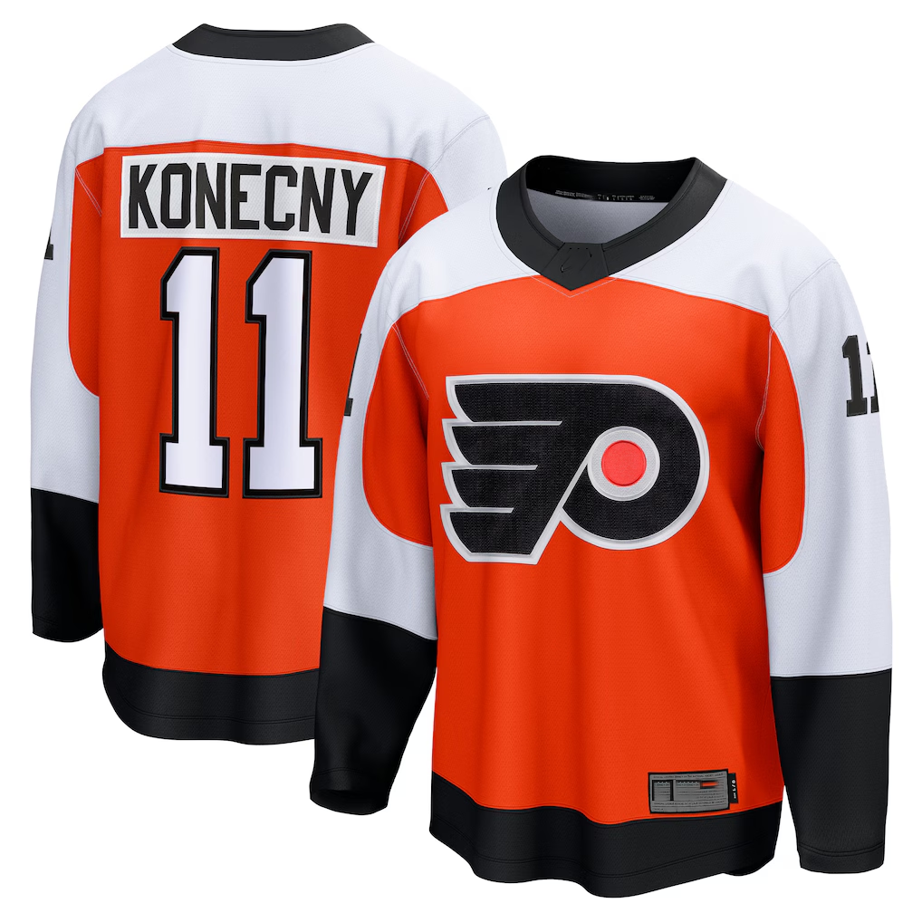MATTH P.Flyers #11 Travis Konecny Orange Home Breakaway Jerseys