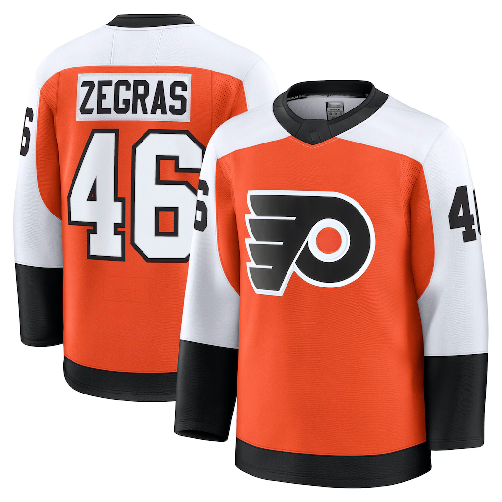 MATTH P.Flyers #46 Trevor Zegras Orange Home Breakaway Jerseys