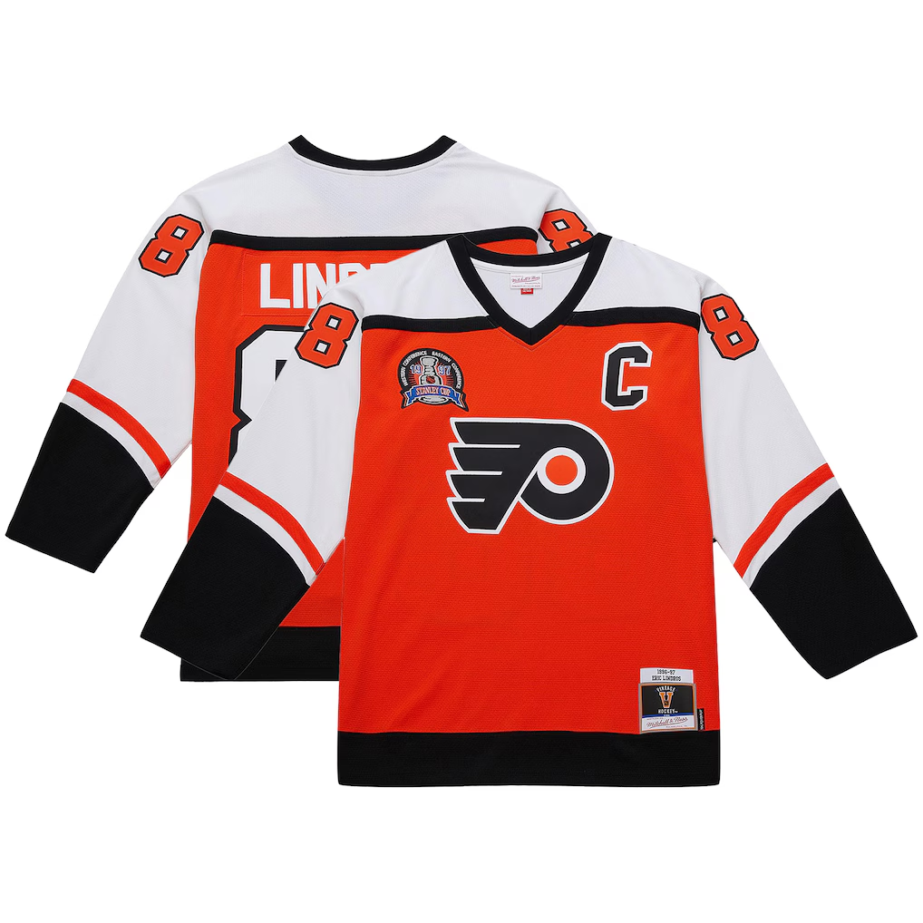 MATTH P.Flyers #88 Eric Lindros Mitchell & Ness Orange Big & Tall 1996?97 Blue Line 2.0 Jerseys