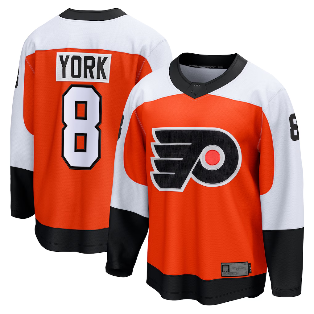 MATTH P.Flyers #8 Cam York Orange Home Breakaway Jerseys