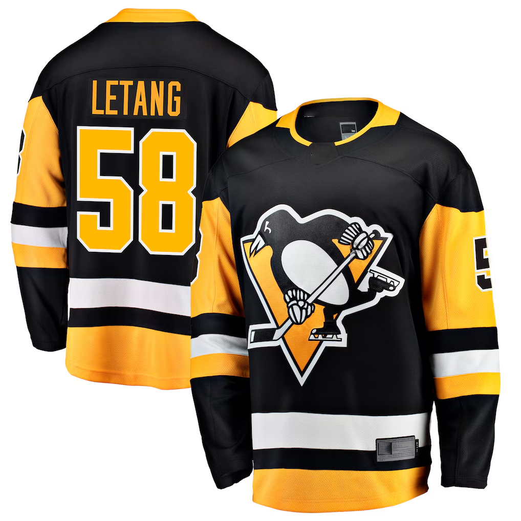 MATTH P.Penguins #58 Kris Letang Black Home Breakaway Jerseys