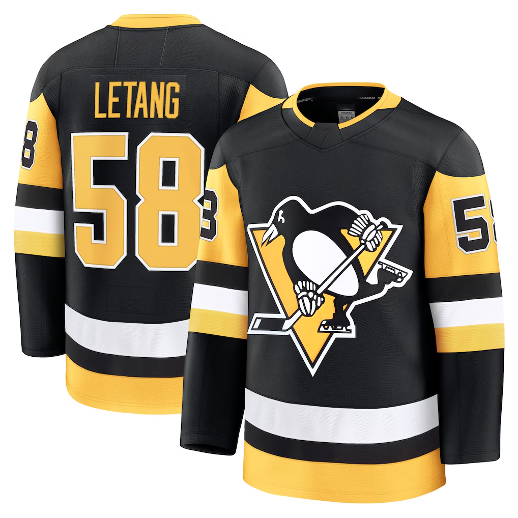 MATTH P.Penguins #58 Kris Letang Black Home Premium Jerseys