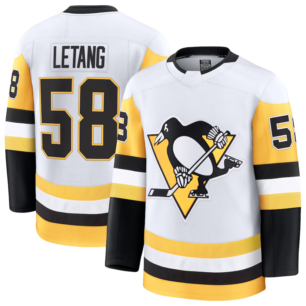 MATTH P.Penguins #58 Kris Letang White Premium Jerseys