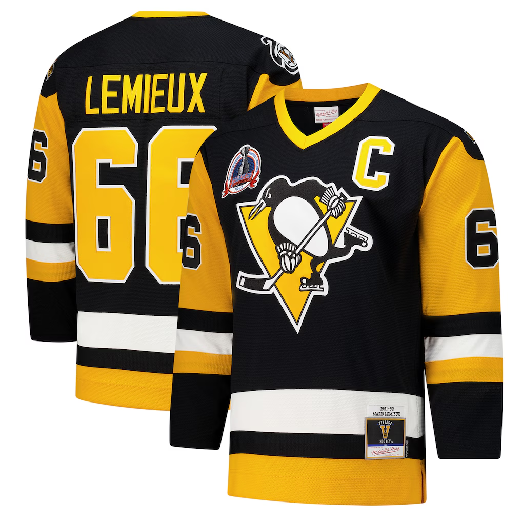 MATTH P.Penguins #66 Mario Lemieux Black 1991?92 Power Play Jerseys