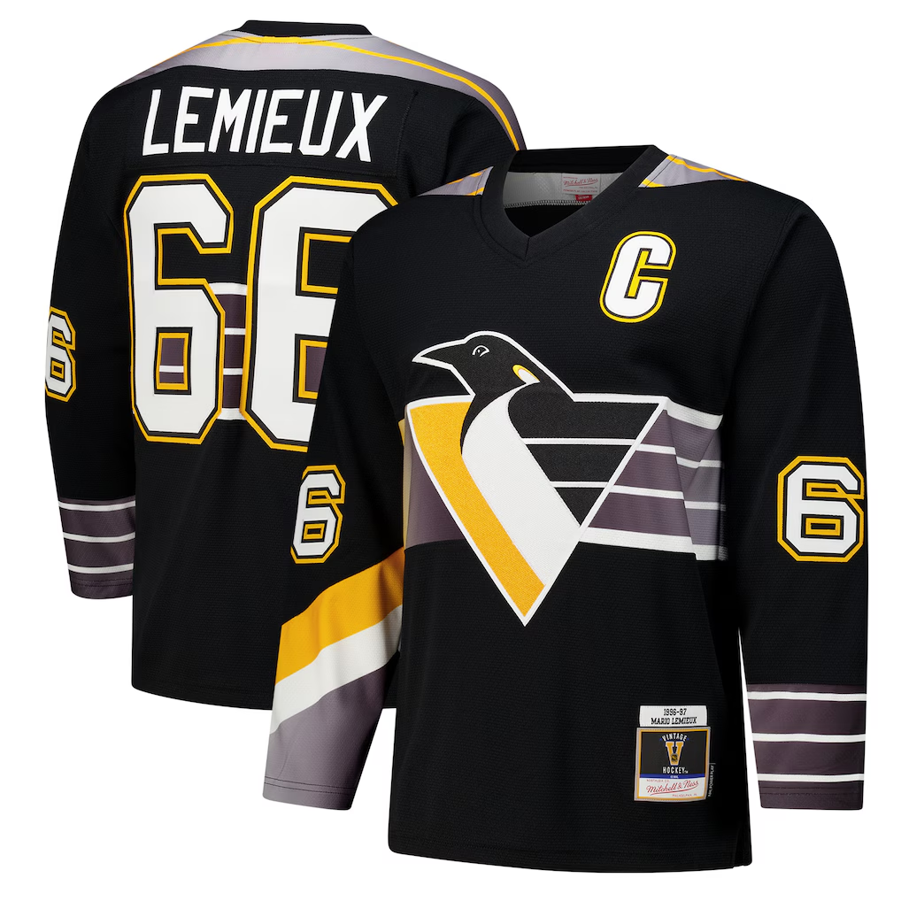 MATTH P.Penguins #66 Mario Lemieux Black 1996?97 Power Play Jerseys