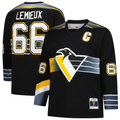 MATTH P.Penguins #66 Mario Lemieux Mitchell & Ness Black 1996-97 Blue Line 2.0 Jerseys