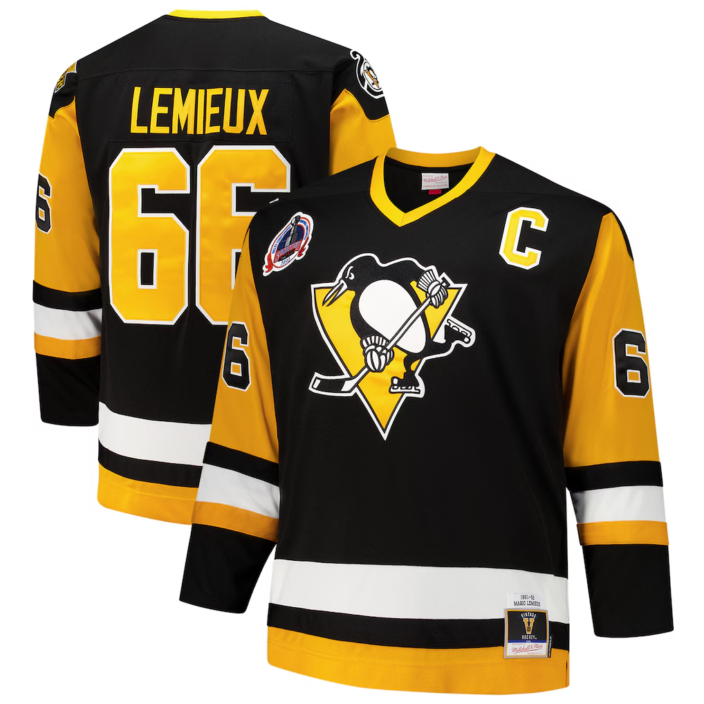MATTH P.Penguins #66 Mario Lemieux Mitchell & Ness Black Big & Tall 1991-92 Blue Line 2.0 Jerseys