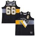 MATTH P.Penguins #66 Mario Lemieux Mitchell & Ness Black Maxxed Out Fashion Basketball Jerseys