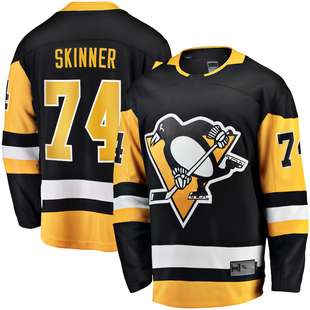 MATTH P.Penguins #74 Stuart Skinner Black Home Breakaway Jerseys
