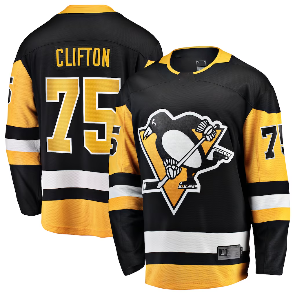 MATTH P.Penguins #75 Connor Clifton Black Home Breakaway Jerseys