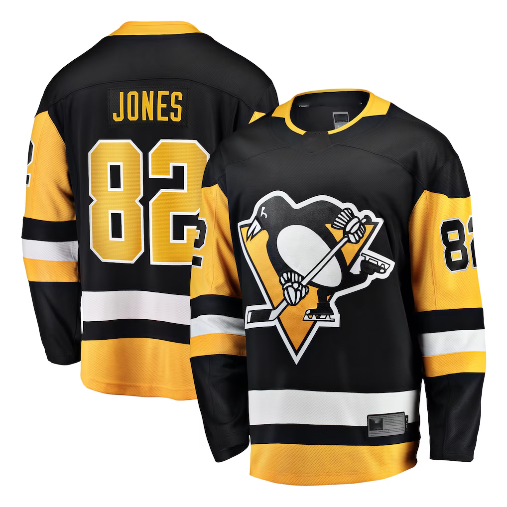MATTH P.Penguins #82 Caleb Jones Black Home Breakaway Jerseys