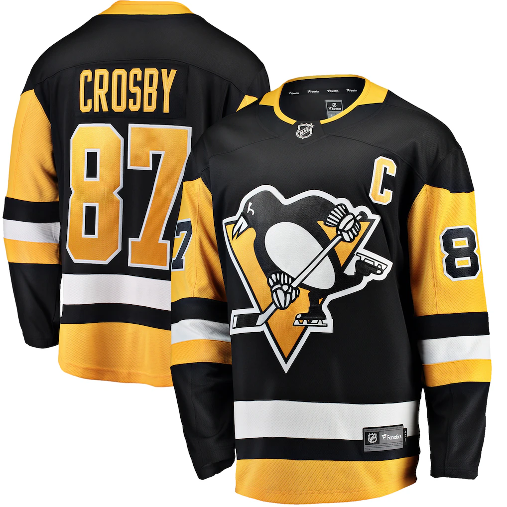 MATTH P.Penguins #87 Sidney Crosby Black Captain Patch Home Breakaway Jerseys