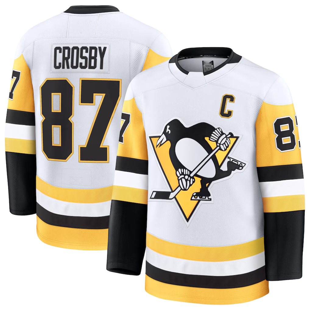 MATTH P.Penguins #87 Sidney Crosby White Away Premium Jerseys