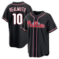 MATTH P.Phillies #10 J.T. Realmuto Player Black Fashion Out Home Game Stitched Jerseys