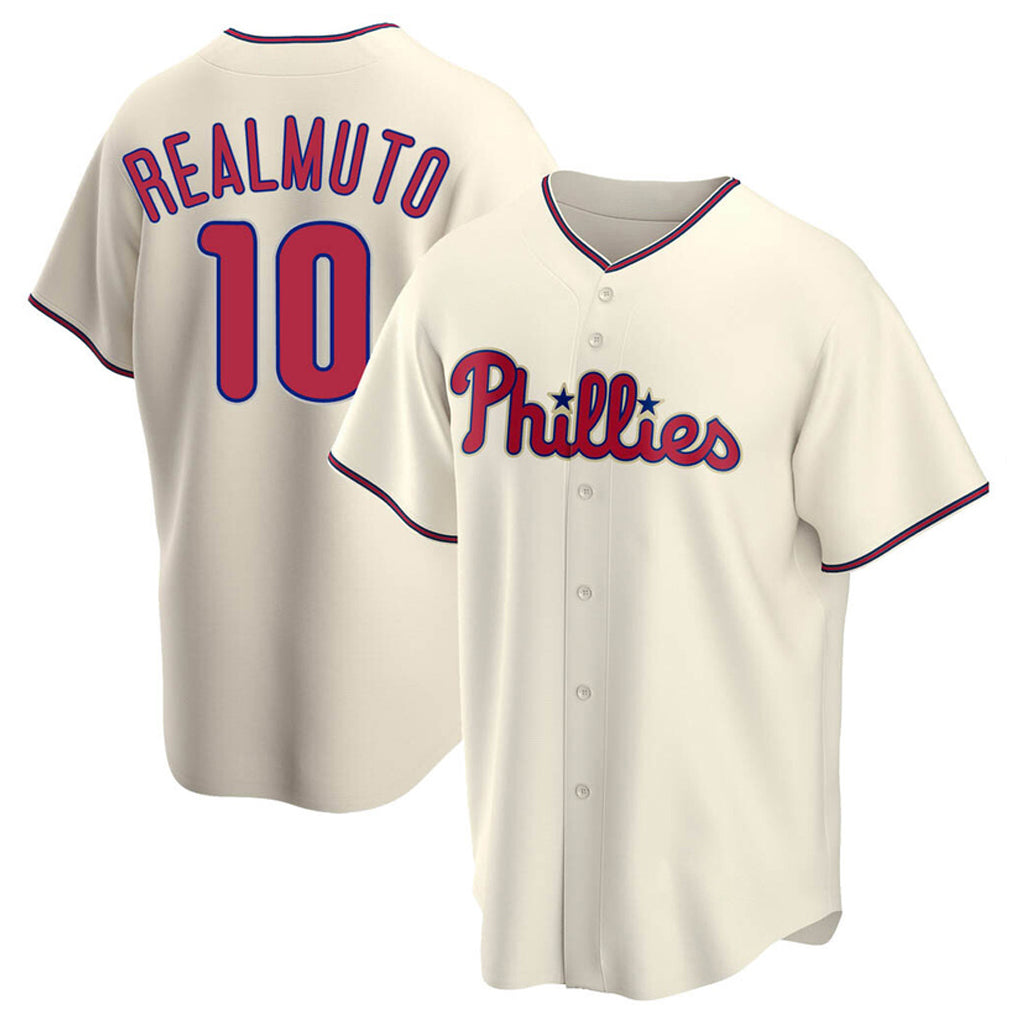 MATTH P.Phillies #10 J.T. Realmuto Player Cream Home Game Stitched Jerseys