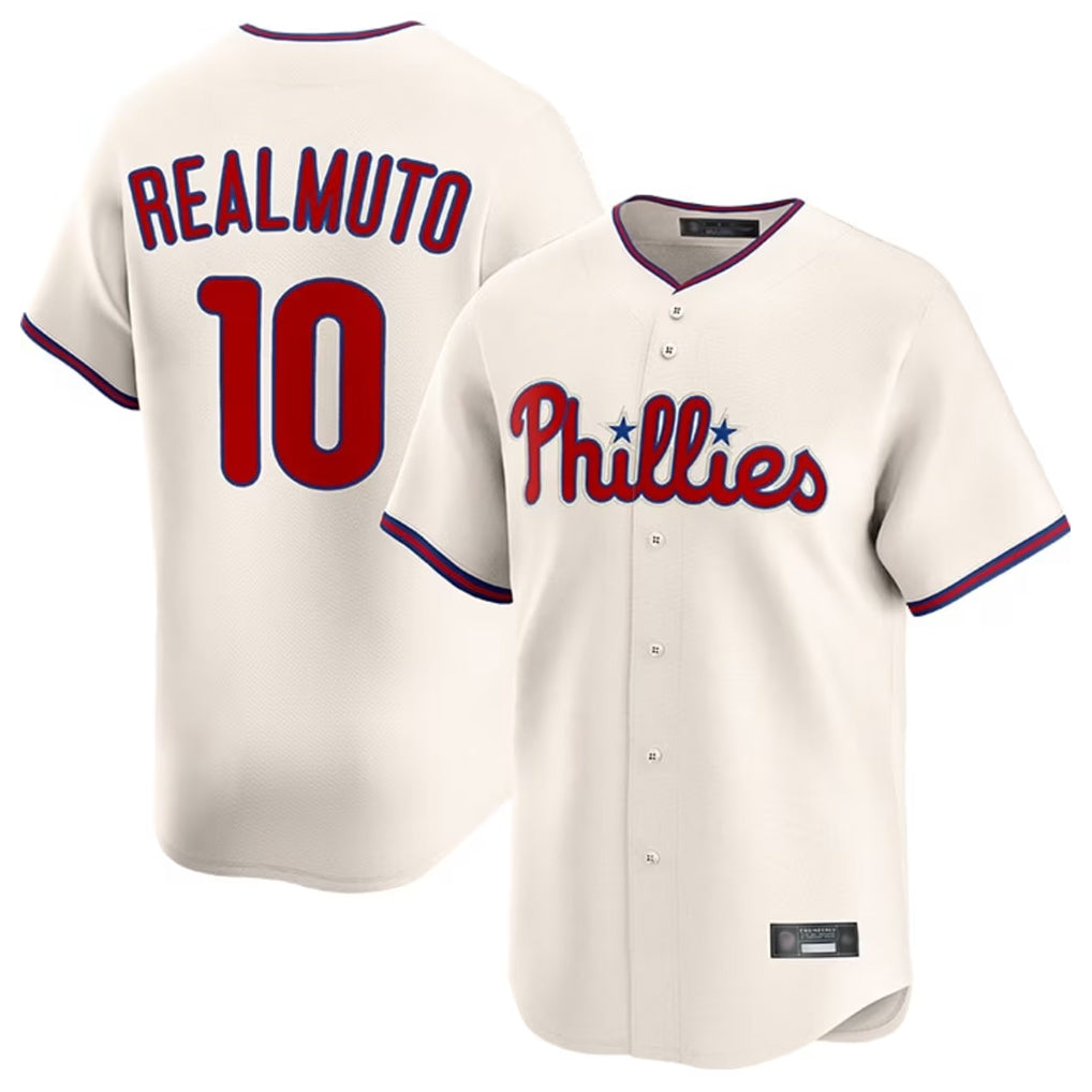 MATTH P.Phillies #10 J.T. Realmuto Player Cream Home Limited Stitched Jerseys