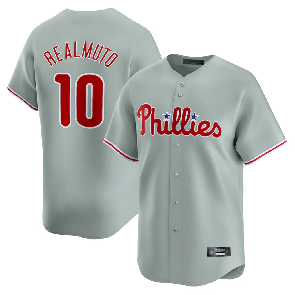 MATTH P.Phillies #10 J.T. Realmuto Player Gray Home Limited Stitched Jerseys