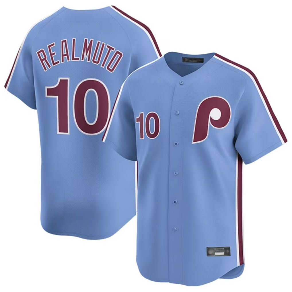 MATTH P.Phillies #10 J.T. Realmuto Player Light Blue Home Limited Stitched Jerseys