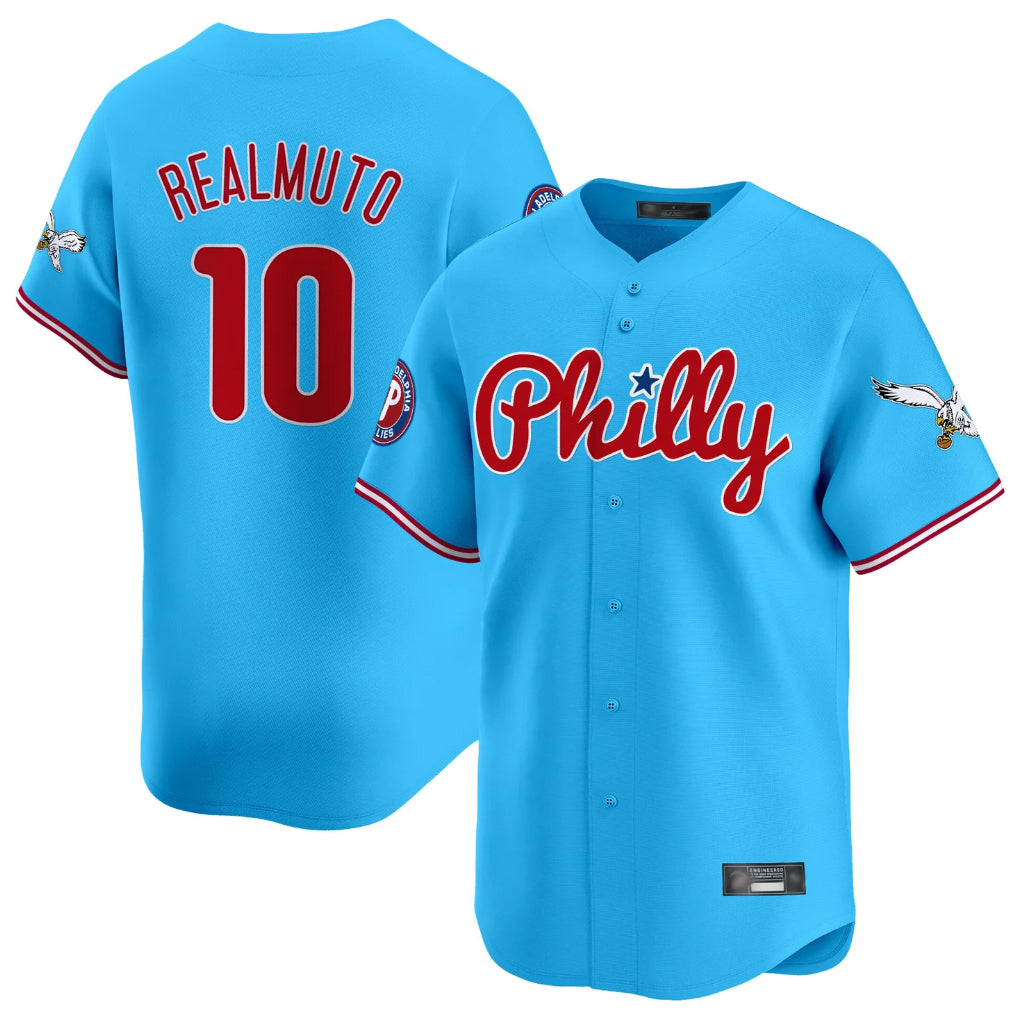 MATTH P.Phillies #10 J.T. Realmuto Player Light Blue Phillies & Eagles Vapor Premier Limited Stitched Jerseys